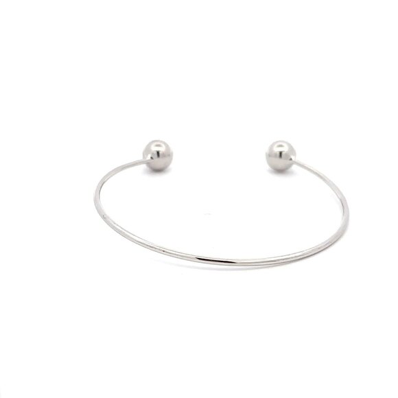 925 Sterling Silver Bangle Wire Bracelet Adjustable Size 6 3/4 inches - Picture 6 of 7